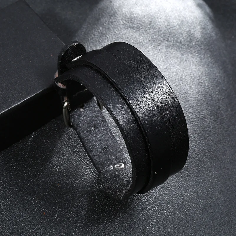 Leather Bracelet Men Jewelry Adjustable Wristband