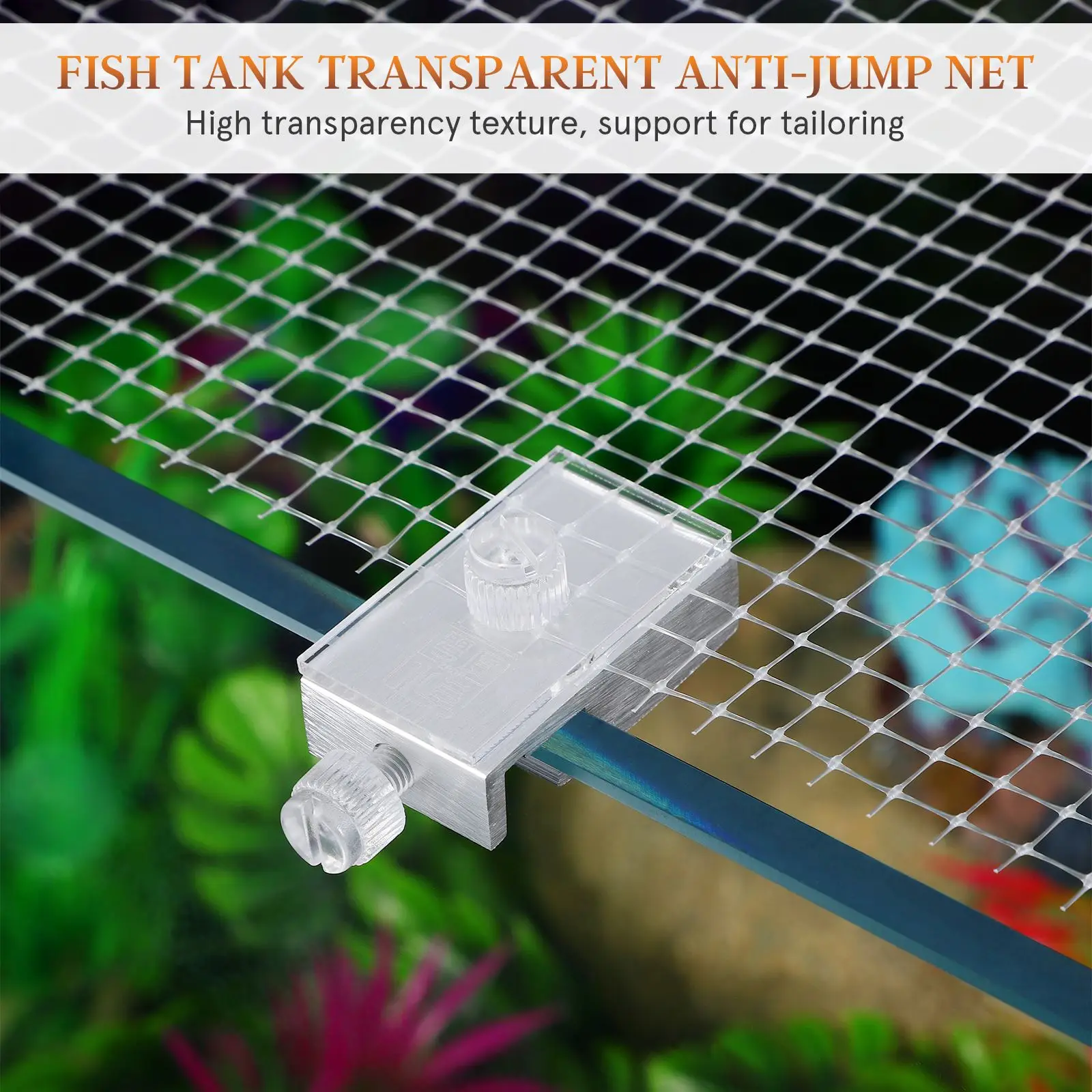 Fish Tank Cover 1 Set Fish Tank Anti-escaping Net Invisible Aquarium Mesh Cover Fixed Anti Jumping Fish Tank Netting Cover Replacement Accessory