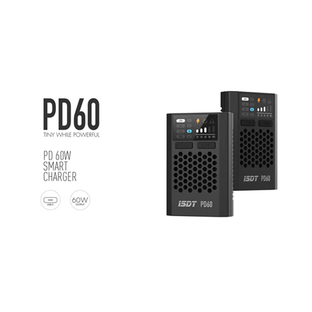 ISDT 608PD DC 240W/10A USB C 140W/5A Smart Digital Charger PD60 60W 6A UC2 1S/2S LiPo Smart Battery Balance Digital Charger thumbnail 2