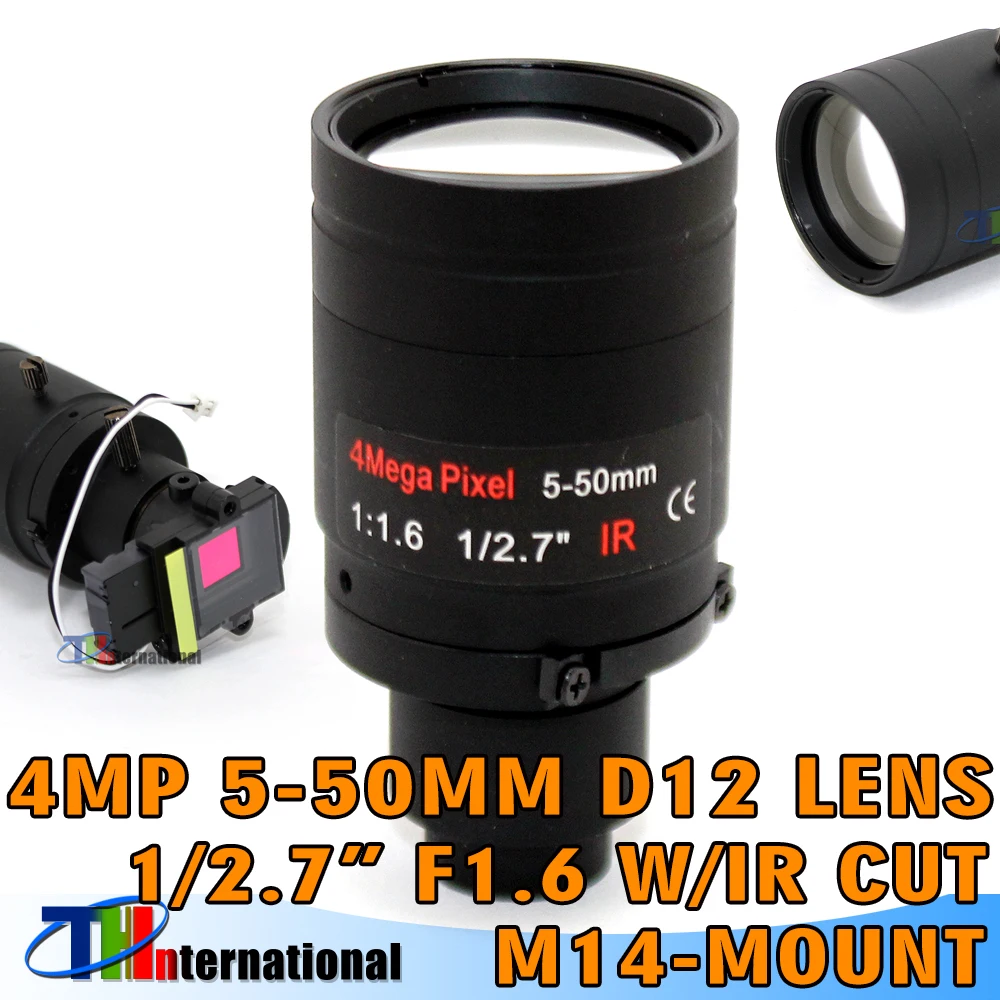 4MP Cctv Lens 5-50mm Lens D14 Mount F1.6 With 10X Zoom and Focus lens + 5MP IR CUT For 4MP AHD/IP Camera 8x zoom nv1182 night vision goggles binoculars with fhd video recording binoculars 300m dark video photo ir hunting camera