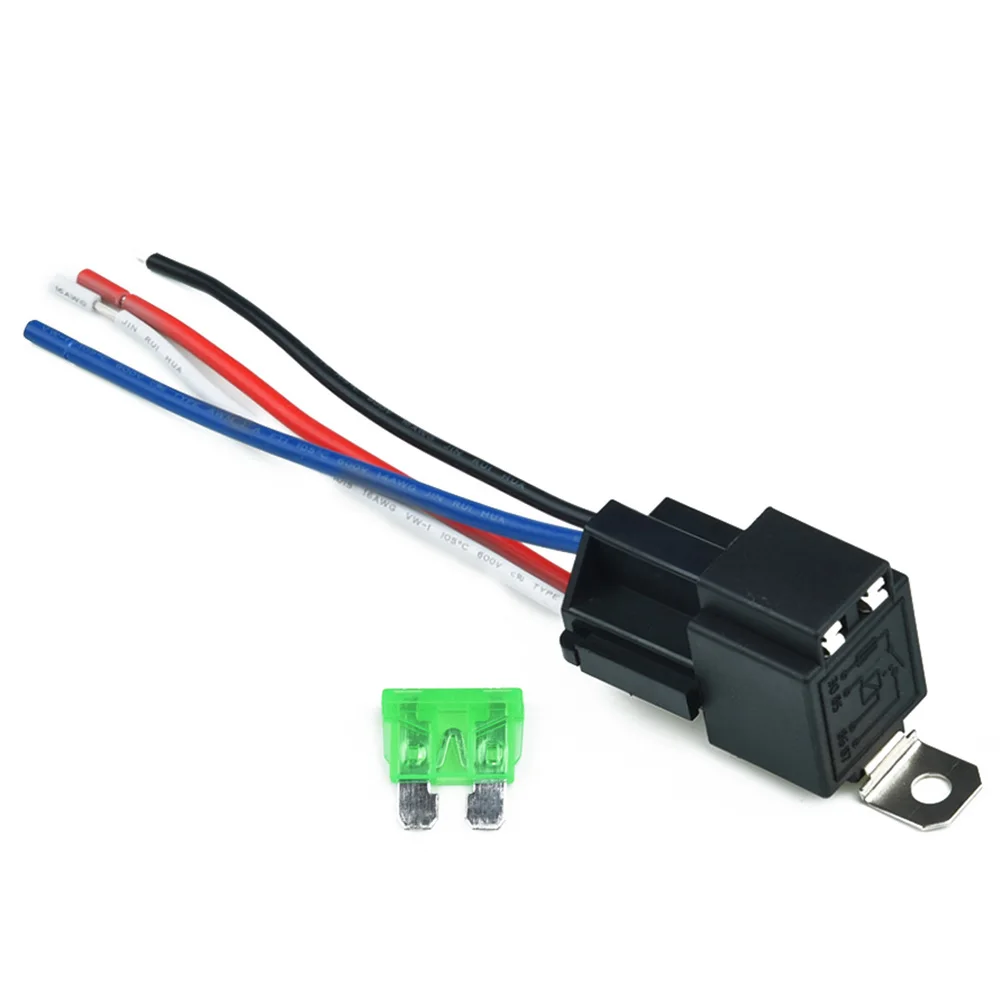12 V 4-poliges Autorelais mit Sockel/Drähte/Sicherung, 30 A Amp, SPST, vorverdrahtete Steckdosen, wasserdichtes Autozubehör – Detail 3