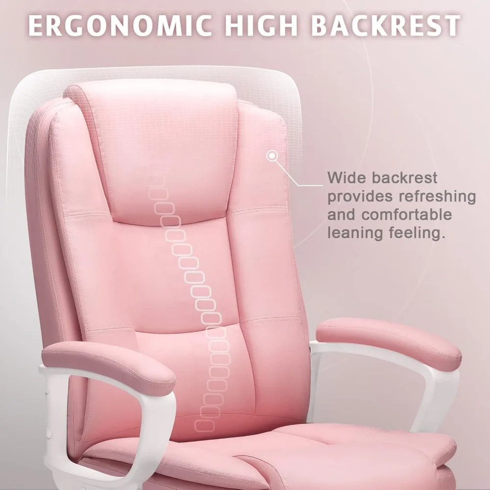 Office Desk Chair, Big and Tall High Back Managerial Executive Computer Chair, Ergonomic Height Adjustable PU Leather 4