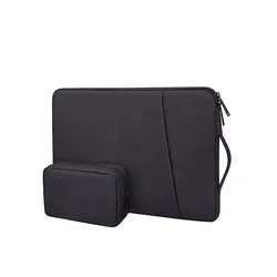Versatile Side Carry Laptop and Tablet Briefcase with Front Pocket - 15.6 inch (Black and power bag)