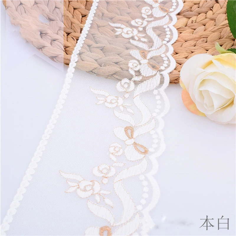 

40Yards Lace Wedding White Milk Silk Embroidery Diy Handmade Patchwork Lace Trim Ribbon For Sewing Supplies Craft