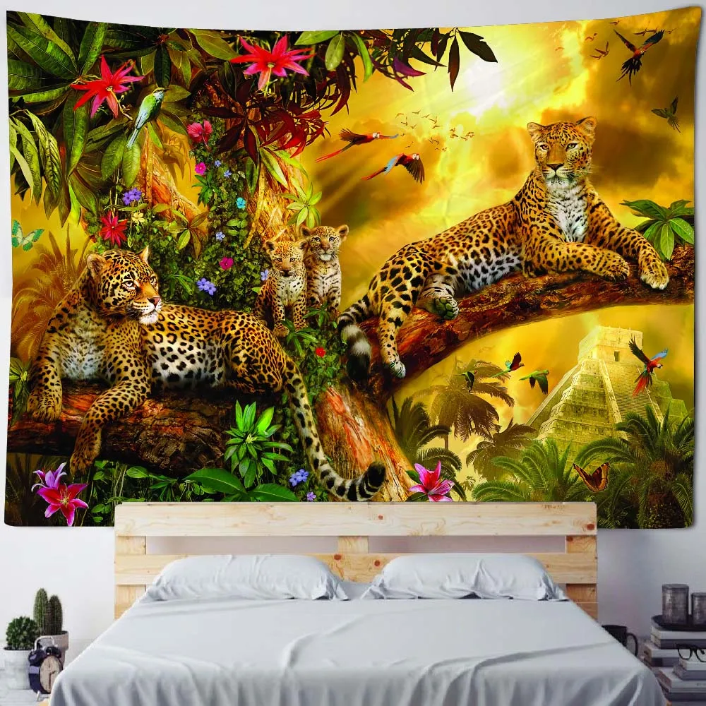 Tapestry Decor Home Tapestry Wall Hanging Hippie Room Wall Art Decoration Blanket Hanging on Tiger Leopard Animal Forest