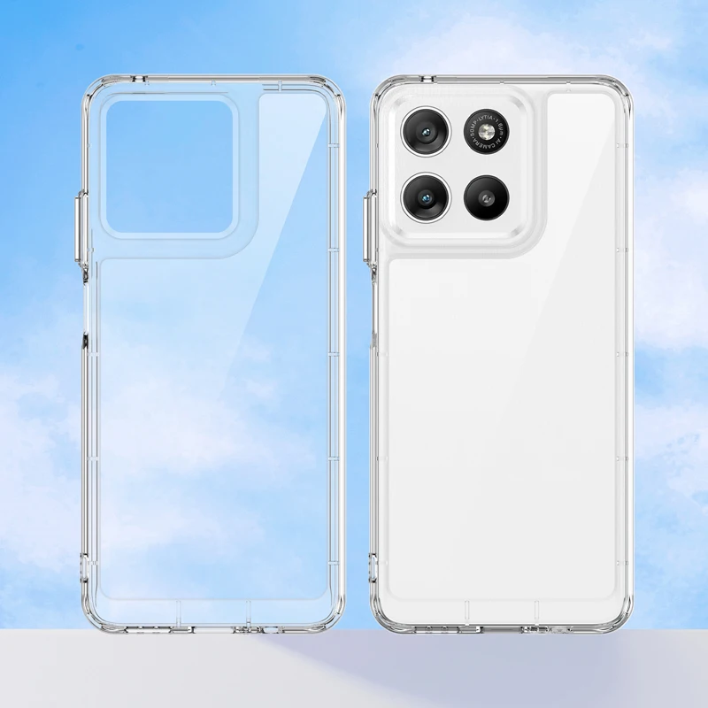 Clear Hard PC + Soft TPU Bumper Transparent Back Phone Case Cover