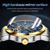 OLEVS Luxury Brand Men's Watches Luminous Waterproof Fully Automatic Mechanical Watch Starry Sky Dial Moon Phase Hollow Out - Image 3