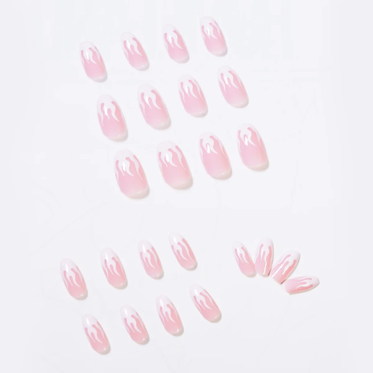 24 Pcs Flame French Design Pink Press-On Nails