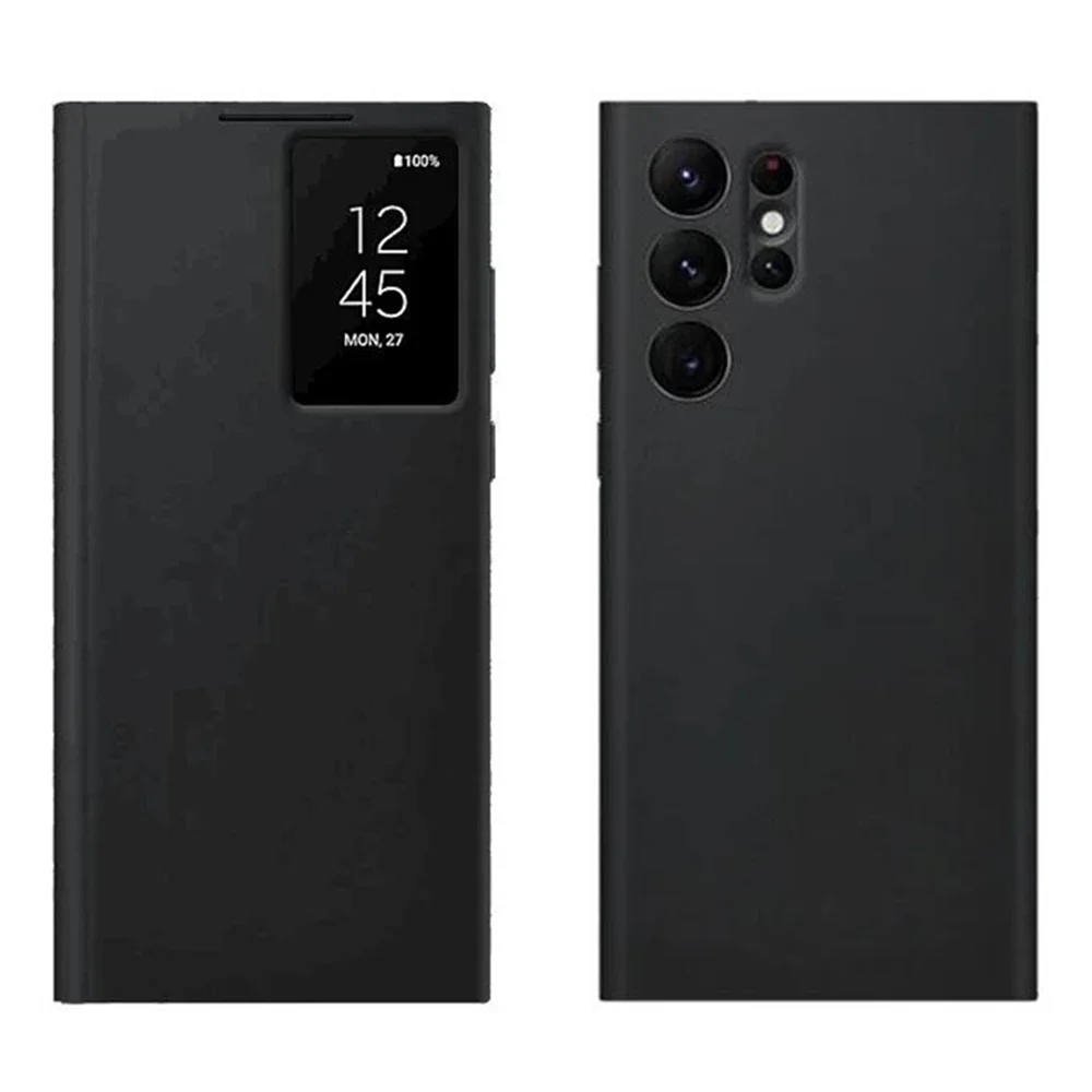 Window View Flip Cover For Samsung Galaxy S22 Plus S22+ Flip-free Answer Calls Smart Wake Up Leather Cases For Samsung S22 Ultra