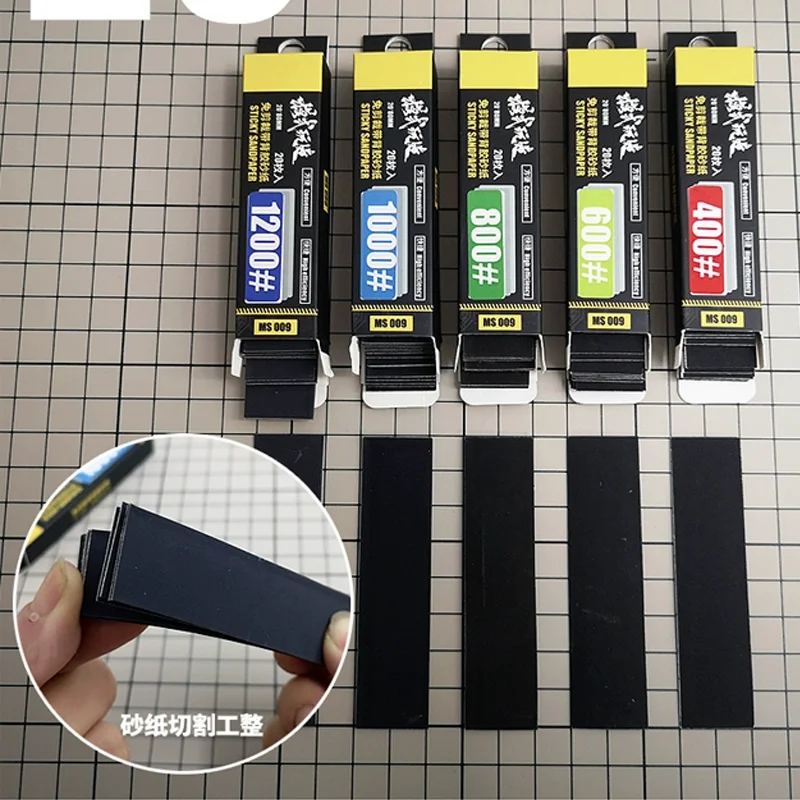 Adhesive Sandpapers Straight Handle Sanding Board 5ps/lot 400#~1200# Military Model Building Tools sanding plate tool model tools model building parts