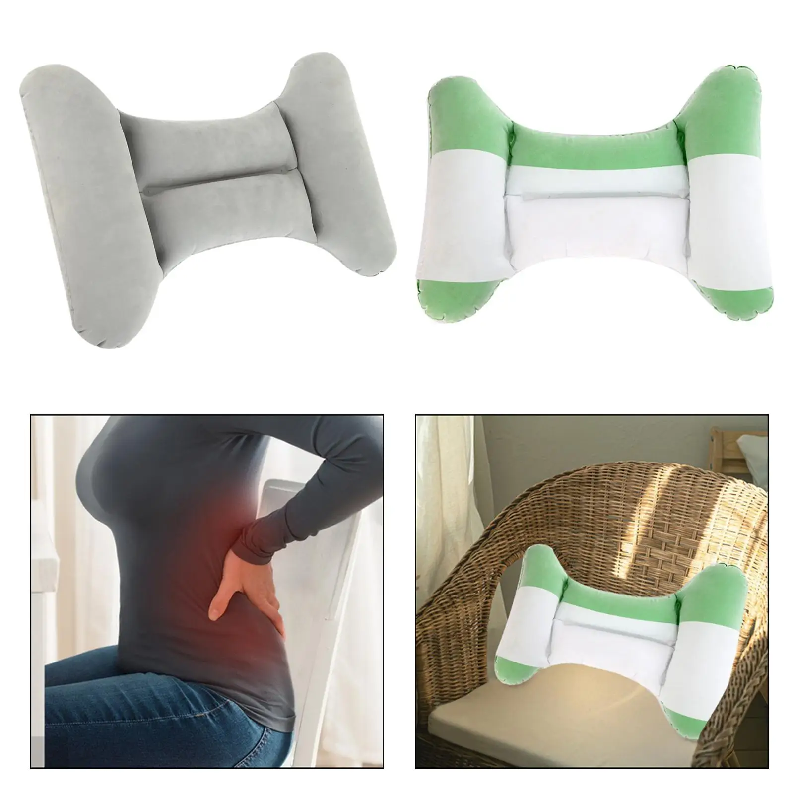Flocked Air Pillow Foldable Low Back Cushion for Driving Traveling Home Use