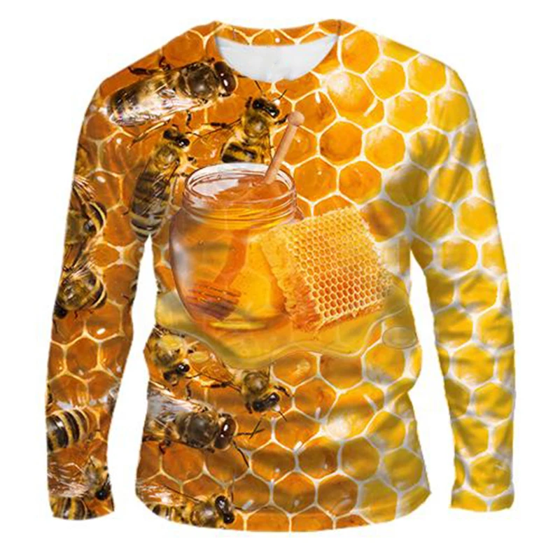 Casual Long Sleeve Bee Print T Shirt