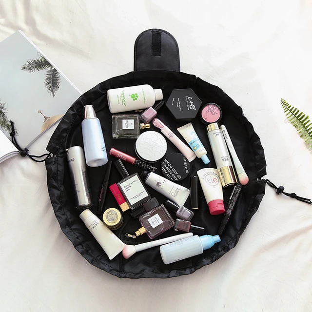 Feminino cordão cosméticos saco de armazenamento de viagem maquiagem  organizador feminino compõem bolsa portátil à prova dwaterproof água caso  de beleza de higiene pessoal - AliExpress