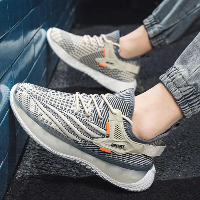 

Spring Autumn new running sneakers flying woven breathable mesh soft-soled men's casual all-match sports shoes M722