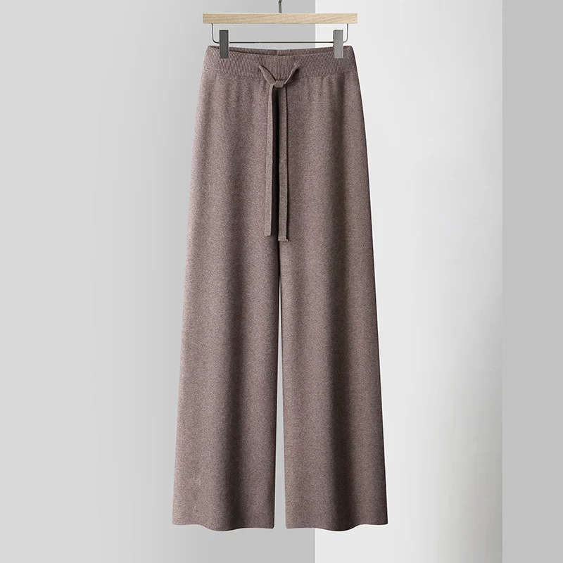 Knitted Wide Leg Pants for Women New Elastic Band Wool Pants casual pants Sports Pants 2025 Spring Strong Inclusive Floor pants 5