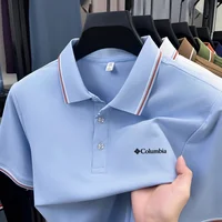 Polo d'été pour homme, nouveau modèle à col revers et manches courtes, design haut de gamme, imprimé lettres de marque, t-shirt décontracté et confortable 3