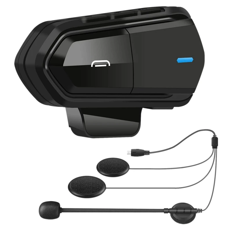 

2X B35 Motorcycle Intercom Microphone, Bluetooth 5.0 Helmet Headset Interphone FM Radio HI-FI Sound Quality Siri Black