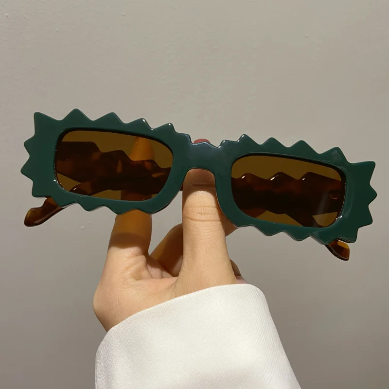 

Rectangular Irregular Sunglasses Women Men Double Color Fun Shades Holiday Party Travel Beach Glasses