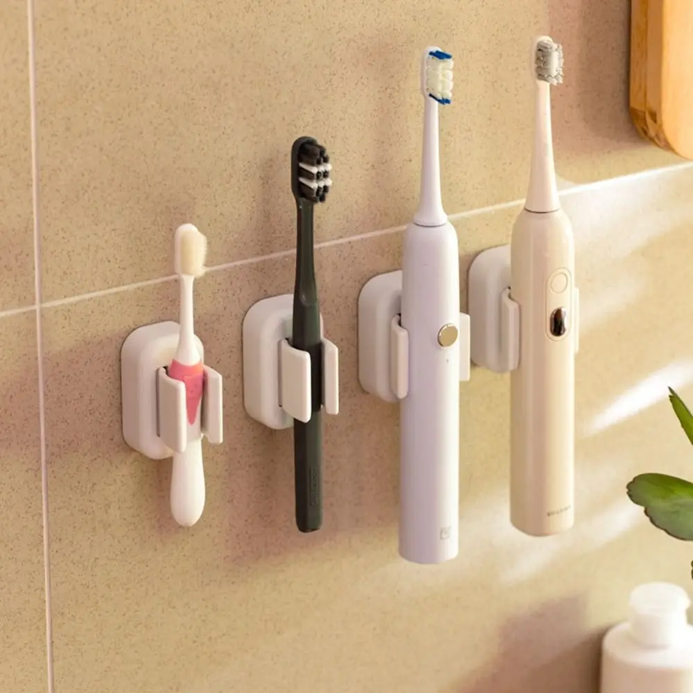 Practical Plastic Mop Broom Holder Self Adhesive Wall Mounted Electric Toothbrush Holder White Waterproof Mop Clip for Kitchen 3