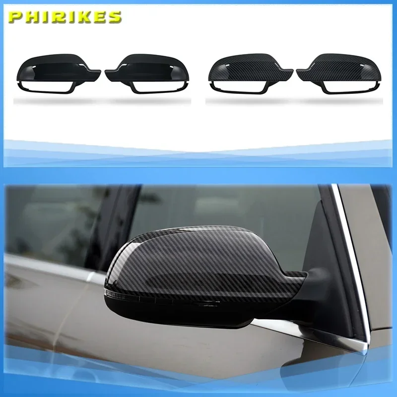 

Bright black full replacement with clips car door side mirrors caps rearview mirror cover for Audi A4 A5 B8.5 A3 8P A6 C6 Q3