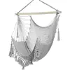 Hammock Chair Hanging Swing Chair Soft Cotton Rope Indoor Outdoor High Load-Bearing Metal Bar Comfortable Relaxing Easy Setup 2