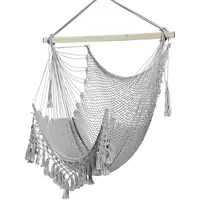 Hammock Chair Hanging Swing Chair Soft Cotton Rope Indoor Outdoor High Load-Bearing Metal Bar Comfortable Relaxing Easy Setup 2