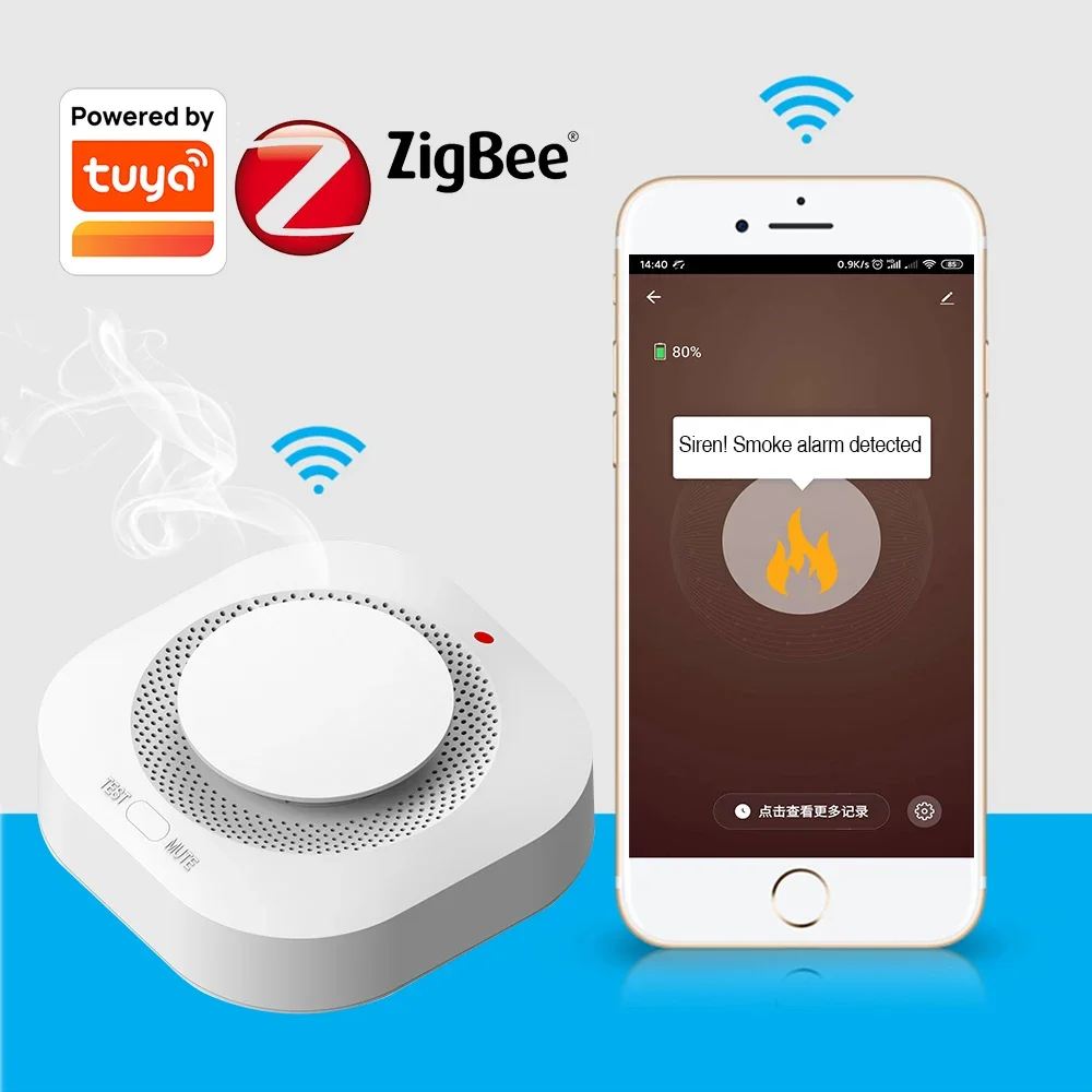 Tuya Smart Zigbee Rilevatore Di Fumo Rilevatori Di Perdite Di Fumo Wireless Prevenzione Sensore Di Fumo Installazione In Area Non Fumatori O In Cucina