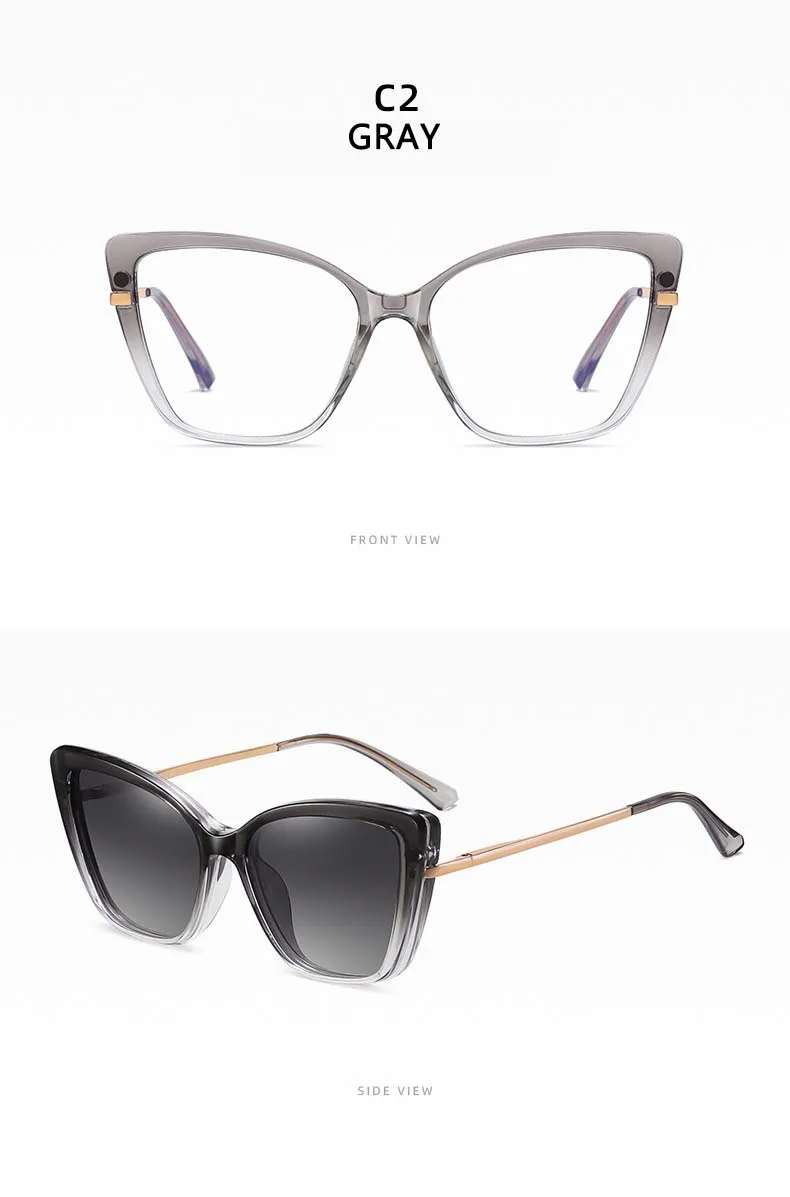 54556 TR90 Cat Eye Magnetische Polarisierte Anti-Blaulicht Brillengestell Männer Frauen Quadratische Große Rahmenbrille UV400 – Detail 14