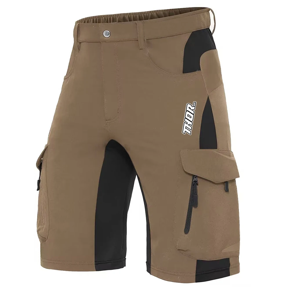 THORSOL men’s breathable loose‑fit MTB cycling shorts with cargo pockets breige