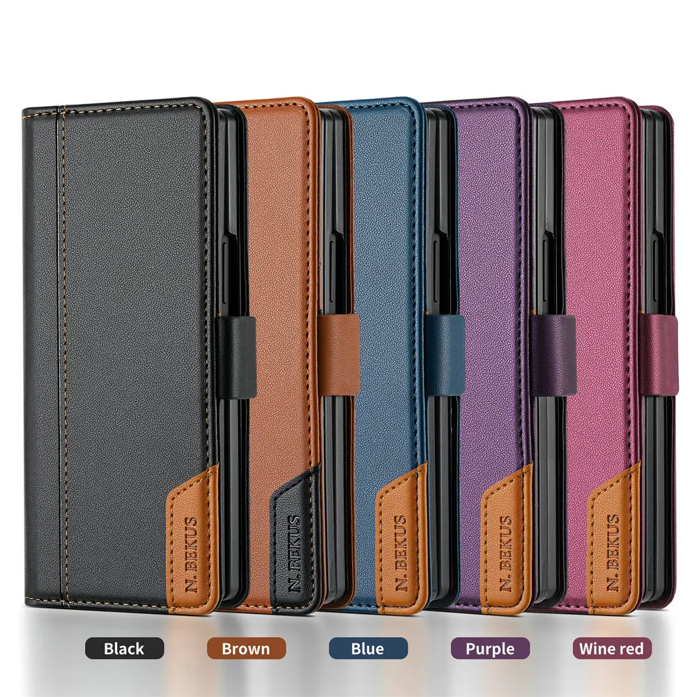 Luxury Leather Wallet Magnetic Book Armor Flip Cover Case