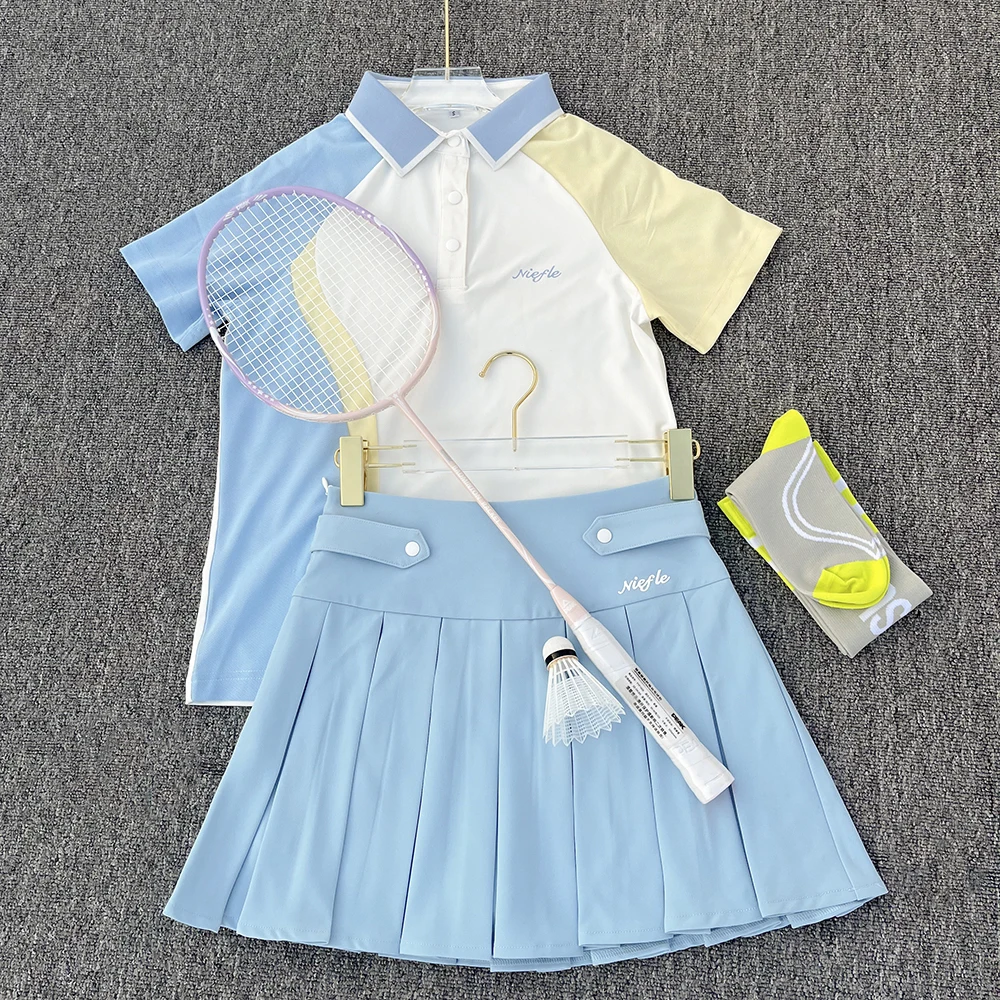 Golf Women's Summer Short-sleeved Polo Shirt Color Contrast High-quality Quick-drying Breathable Outdoor Leisure Sports Suit