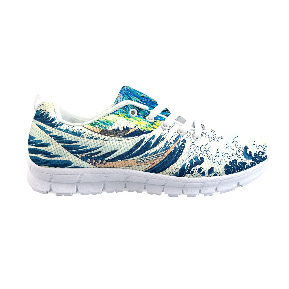 

Wave 3D Full Print Flats Lace-Up for Women Teenager Casual Mesh Sneakers Summer Shoes Girls Spring Shoe Custom Pattern