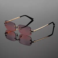 ⁦نظارات شمسية مستطيلة بدون إطار – تصميم عصري بتدرج ألوان للجنسين 😎✨⁩ - الصورة ⁦2⁩