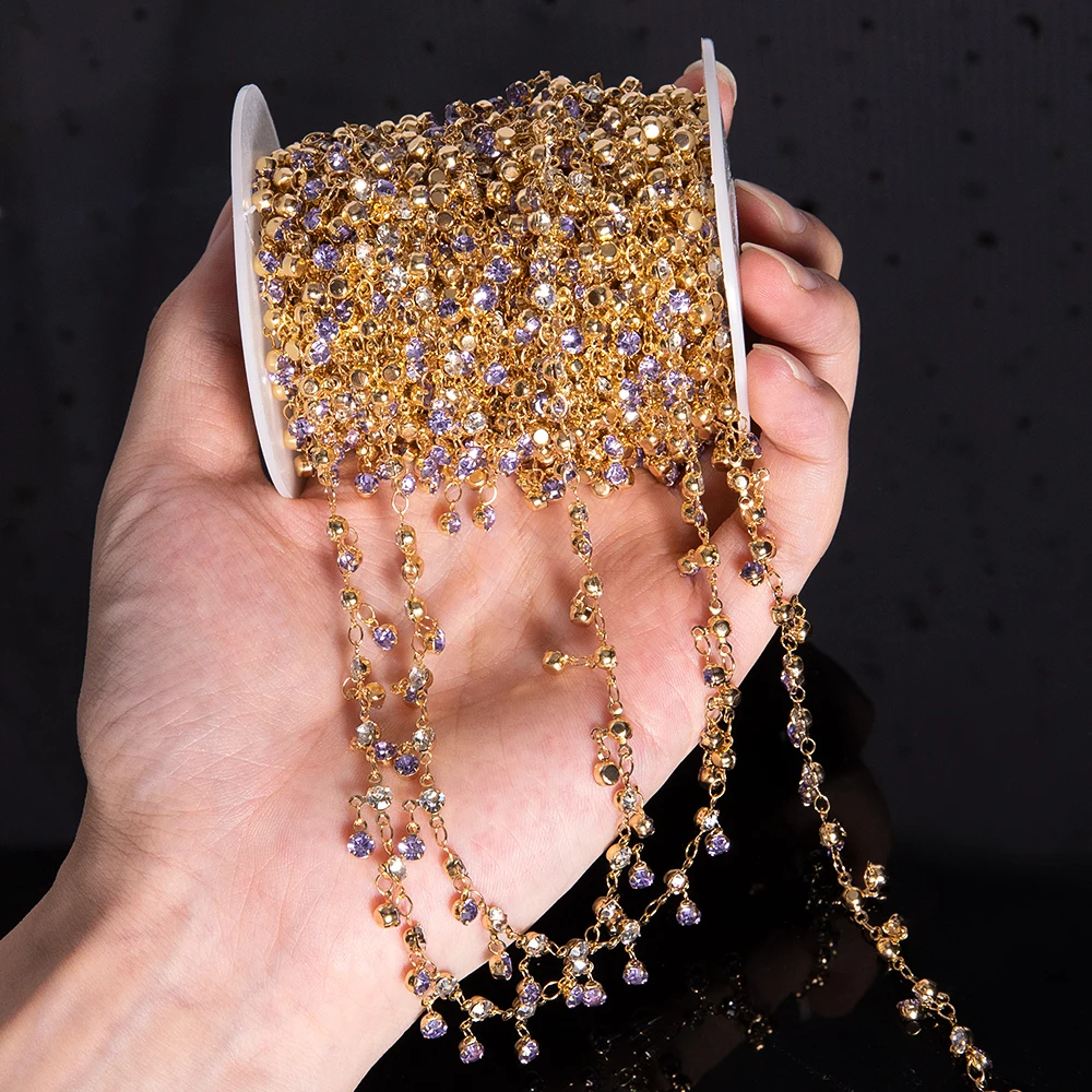 Crystal Bead Copper Chain 4
