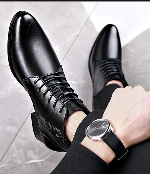 Mens Business Office Formal Dress Boots Shoes Faux Leather Boot Black Lace  Up | eBay