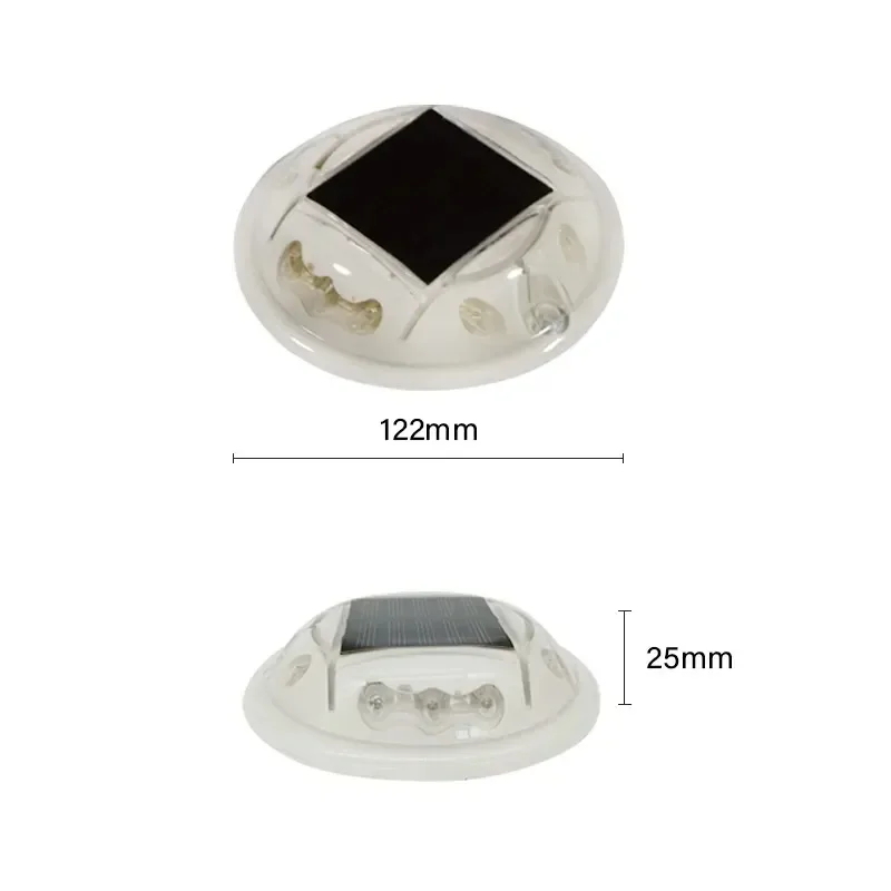 Description Picture 6 of itemRound Solar Rechargeable Safety Warning Light Road Stud Outdoor 10 Led Reflector Waterproof Underground Ground Lighting Light