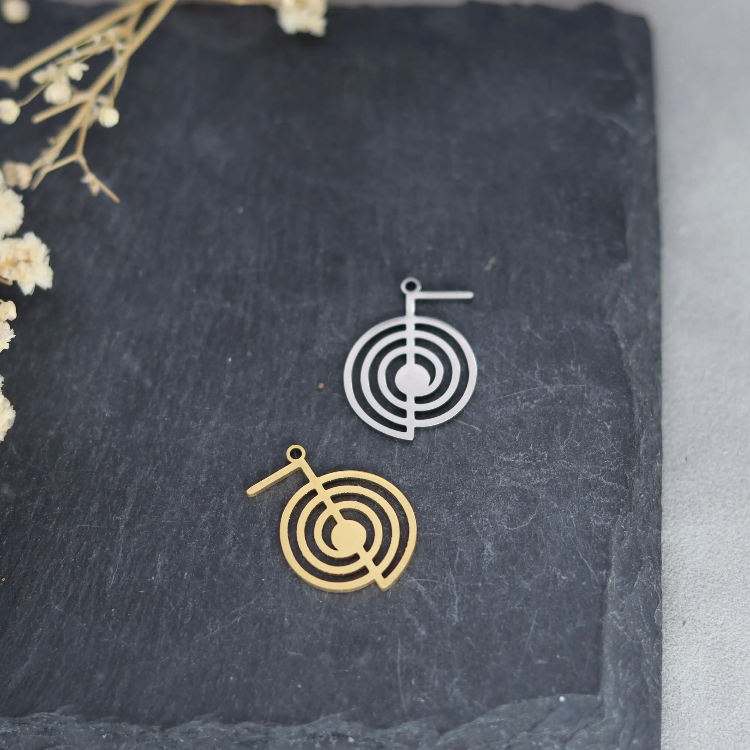 3pcs 스테인레스 스틸 Reiki 기호 Choku Rei 보석에 대 한 매력 Diy 목걸이 귀걸이 만들기 치유 에너지 부적 펜 던 트
