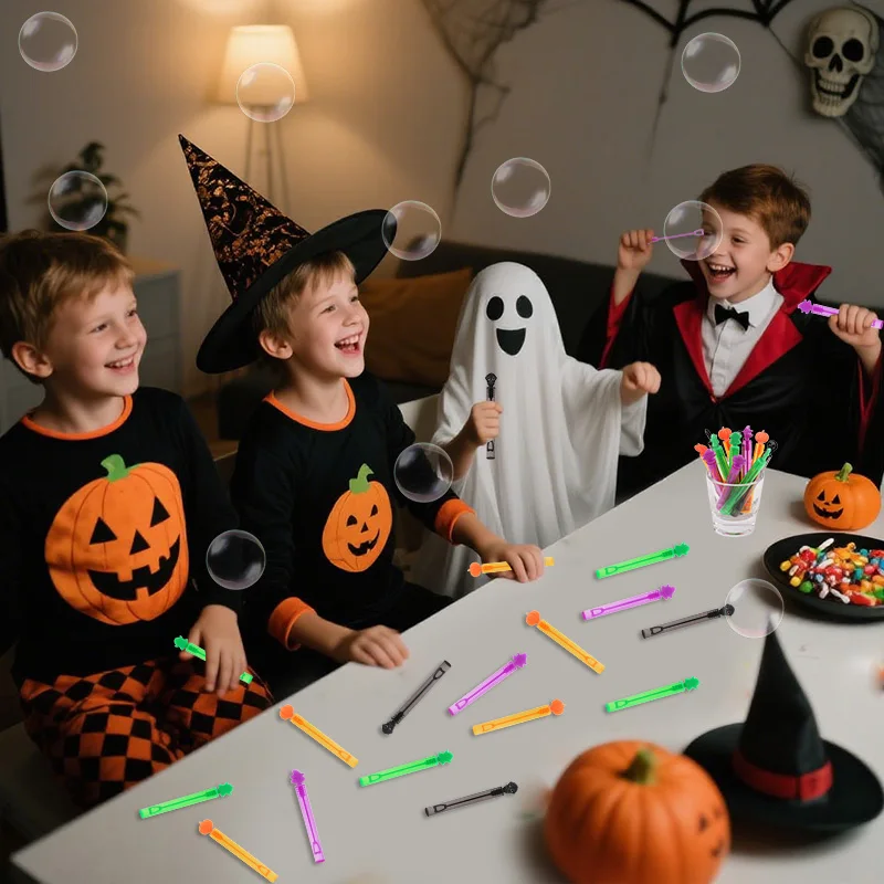 12-36pcs Halloween Theme Bubble Soap Bottle Pumpkin Ghost Empty Tube Wand Kids Halloween Party Favors Trick or Treat Gift Toys