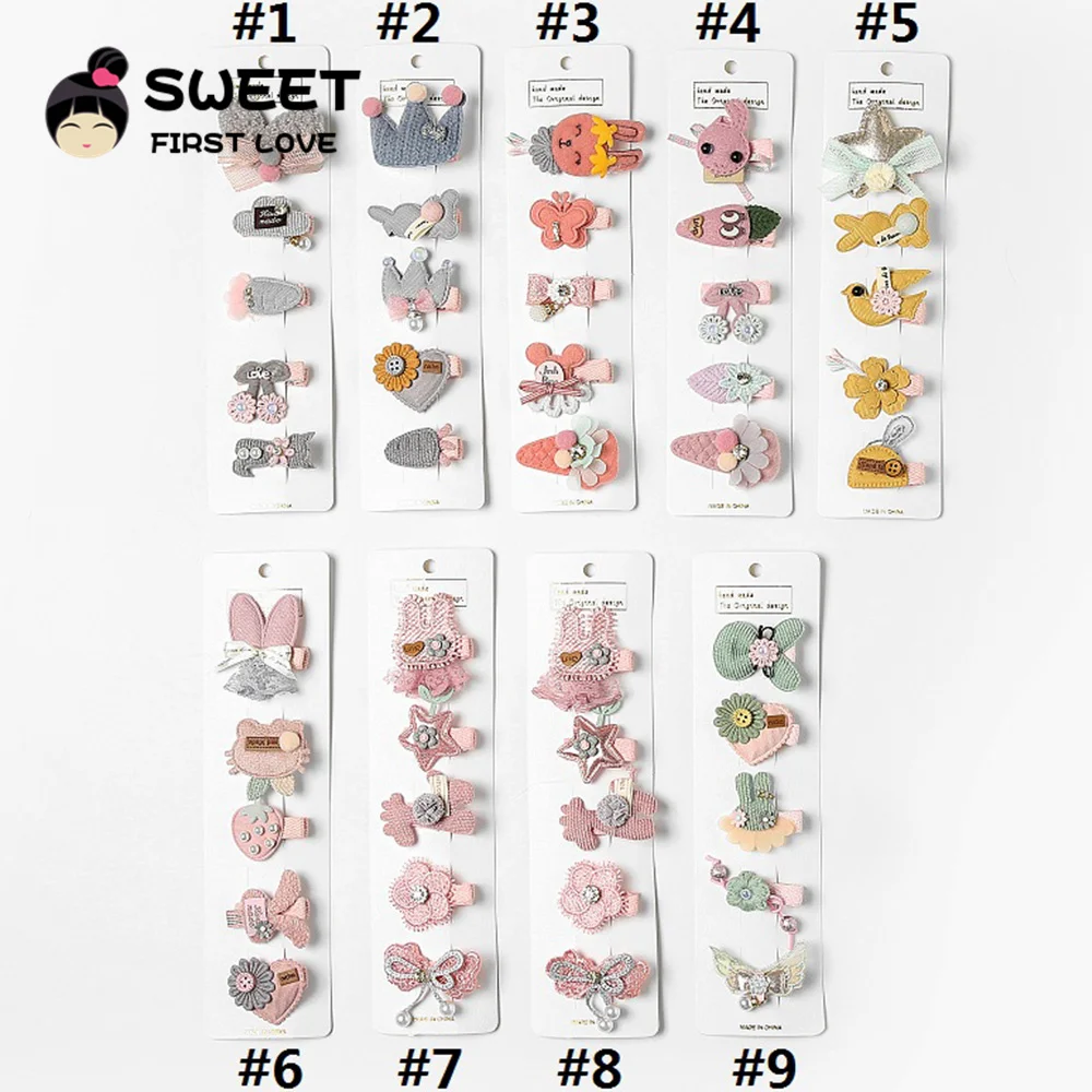 5Pcs/Set Animal Cotton Hair Clips for Children Girls
