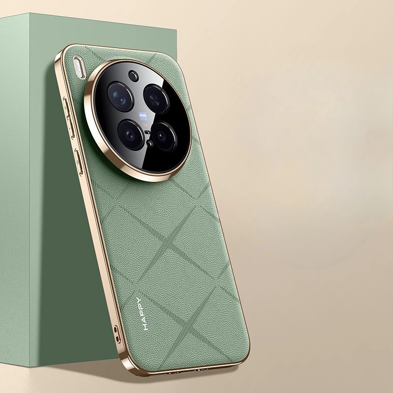 Elegant Leather Texture Phone Cover with Plating Camera Lens Protection - Shockproof Case
