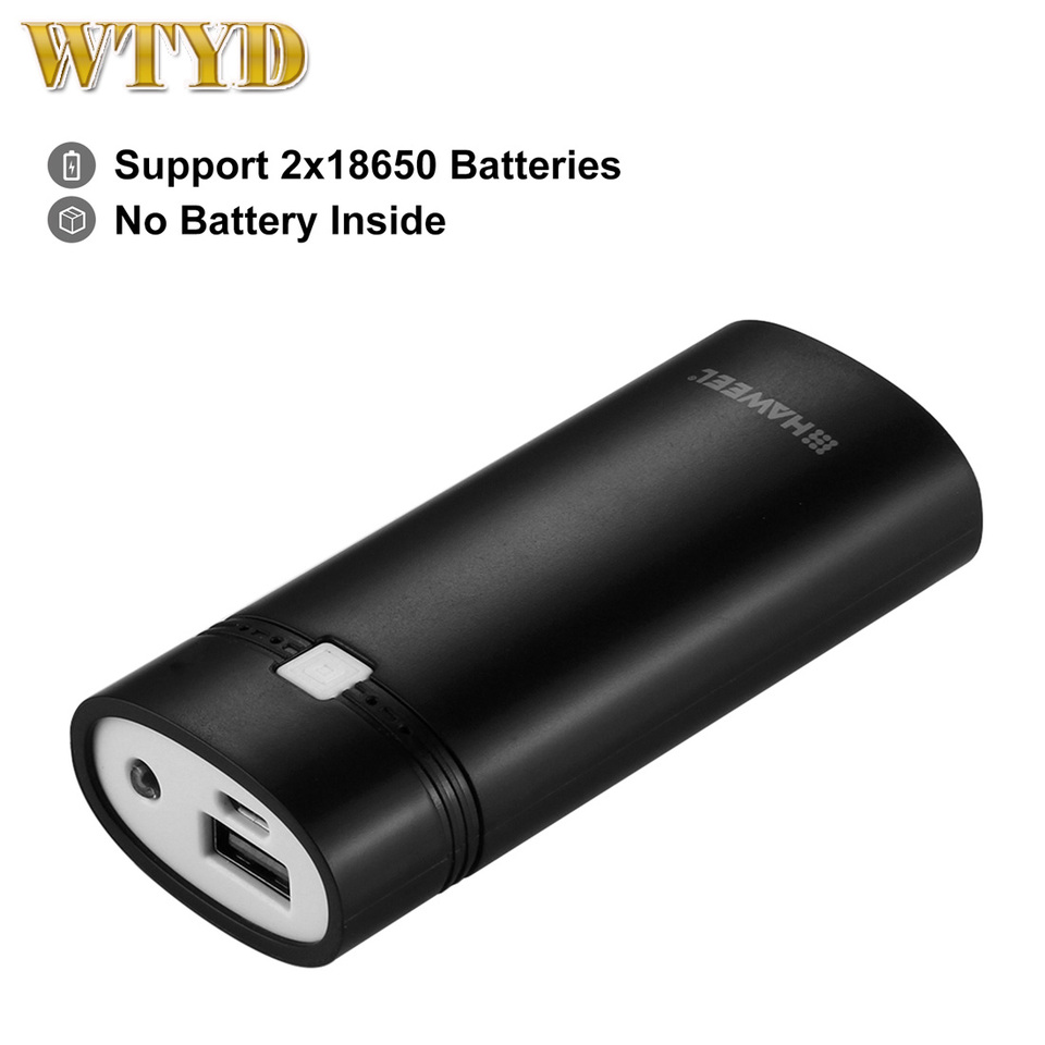 HAWEEL DIY 2x 18650 Battery (Not Included) 5600mAh Power Bank Shell Box with USB Output & Indicator Charging Box for Smartphone