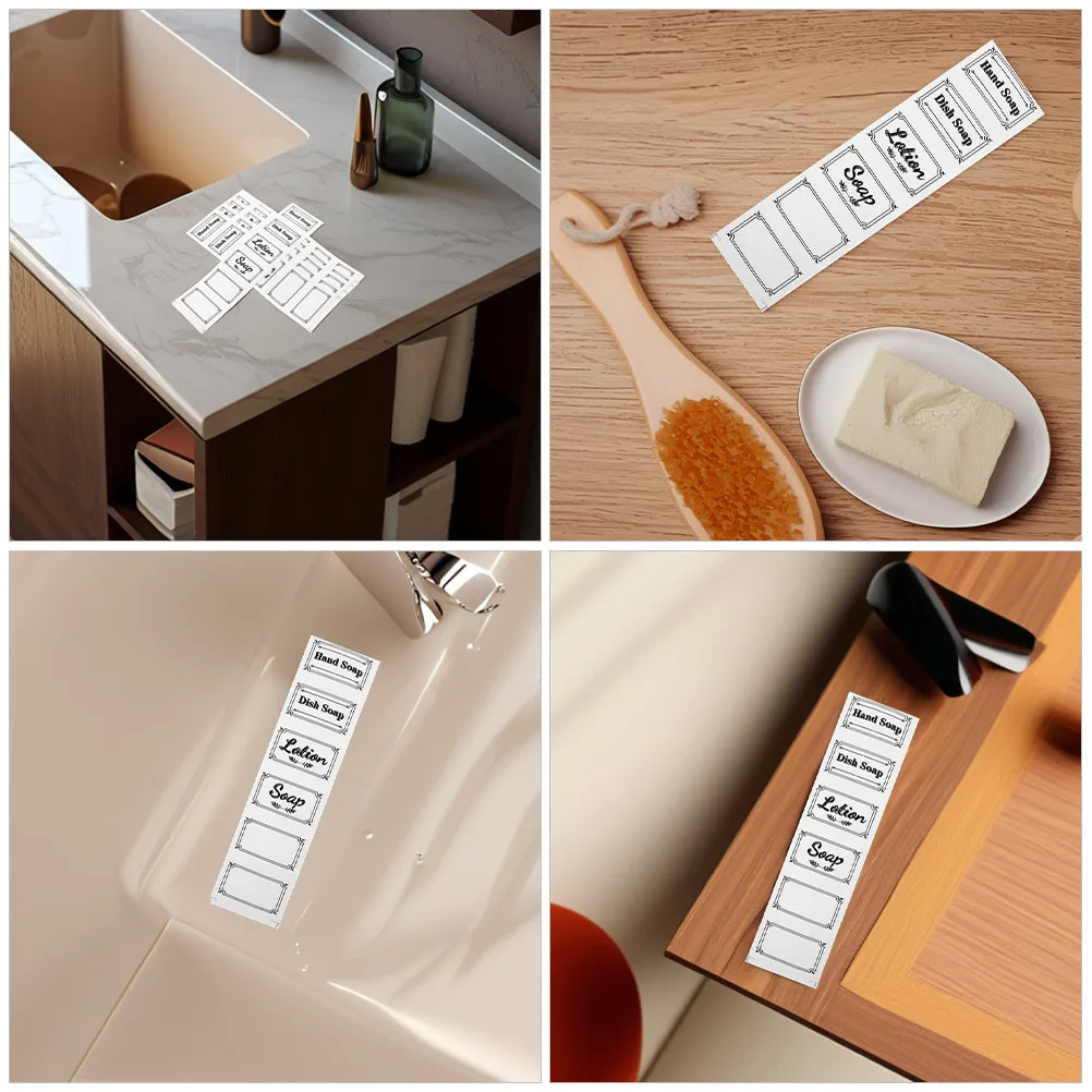 샴푸 컨디셔너 디스펜서용 투명 병 라벨 12장 방수 투명 접착 스티커 욕실 정리용