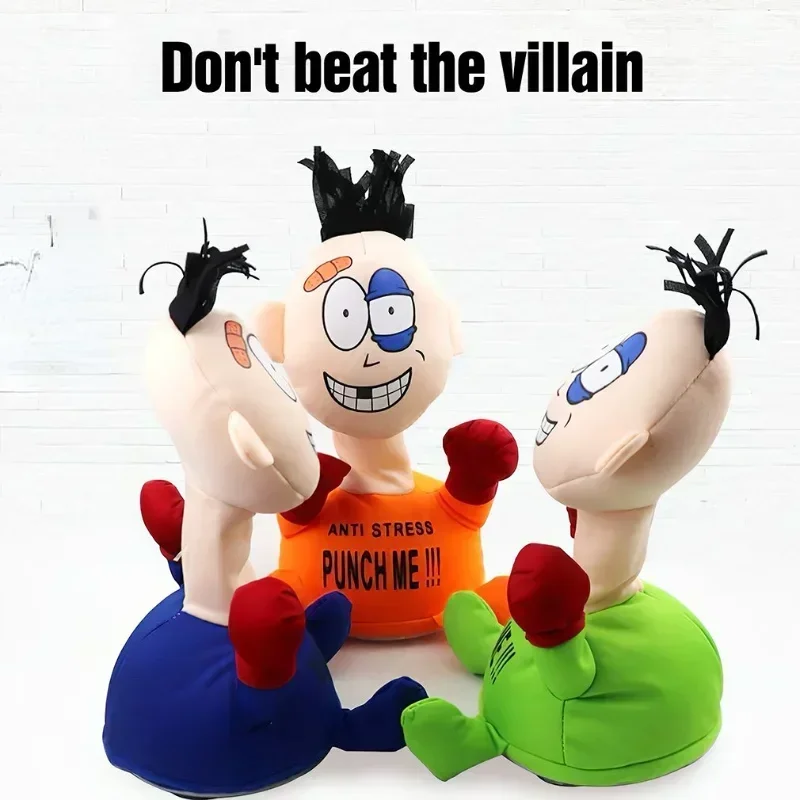 Plush Toys Electric Interactive Toy Electric Plush Toy Punch Hit Me Villain Creative Vent Decompression Toys Doll Toys for Friends Funny children or Adult Gift