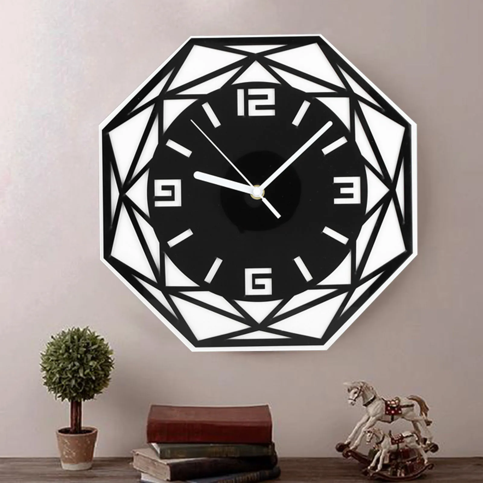 

Acrylic Mirror Wall Clock Geometric Quartz Clock Silent Decorative Clock For Living Room Bedroom Decor