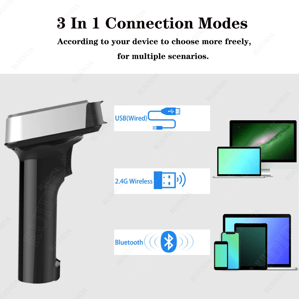 Wireless qr Scanner 2d Bluetooth Barcode Reader Handheld Portable code Scanner 1d Bar code Reading for qr code Data matrix code wireless scanner