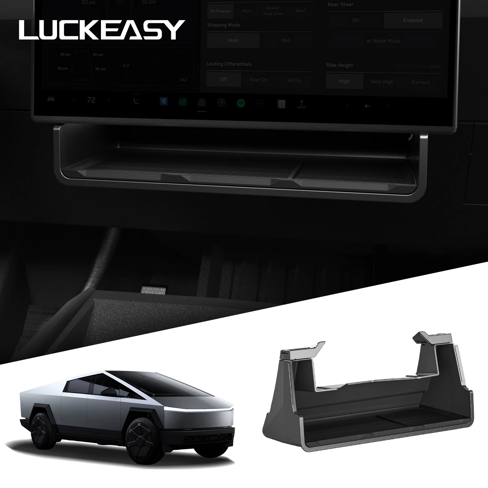 Caja de almacenamiento para coche Tesla Cybertruck 2024 2025, accesorios, organizador de almacenamiento oculto, bandeja debajo de la pantalla de Control Central