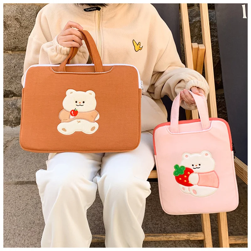 bonito do portátil feminino bolsa luva caso bolsa polegada para ipad macbook magicbook hp notebook saco acessório