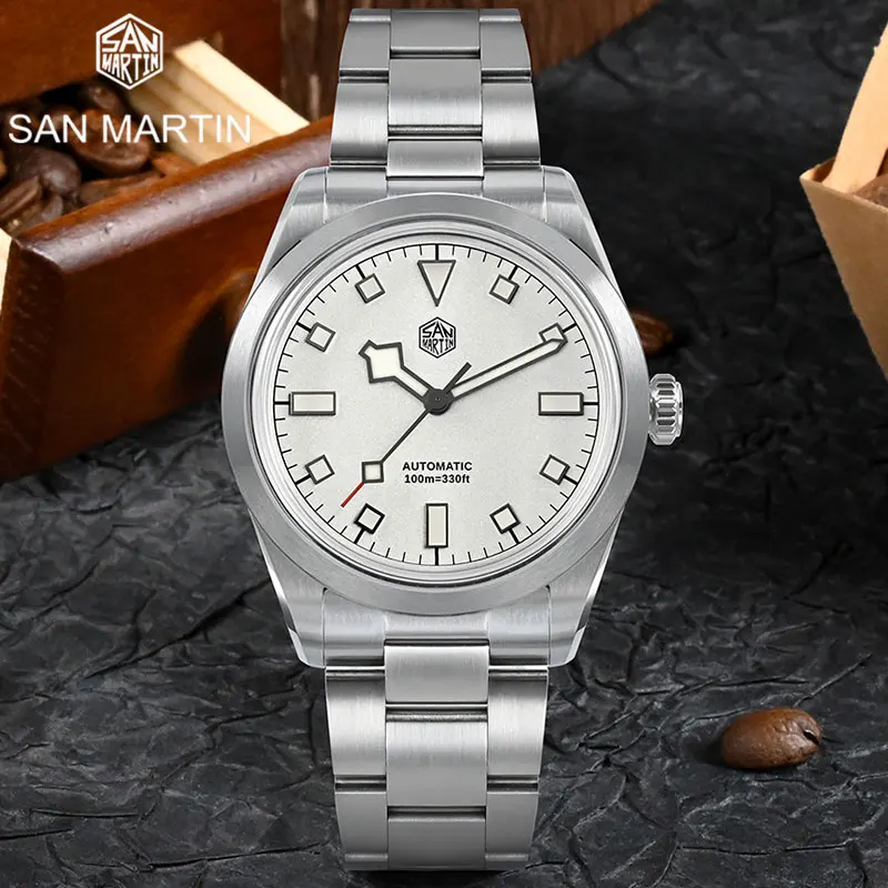 

San Martin 38mm Vintage Men Sport Watch Matte Dial Snowflake Hands NH35 Luxury Automatic Mechanical Sapphire 100m BGW-9 Luminous