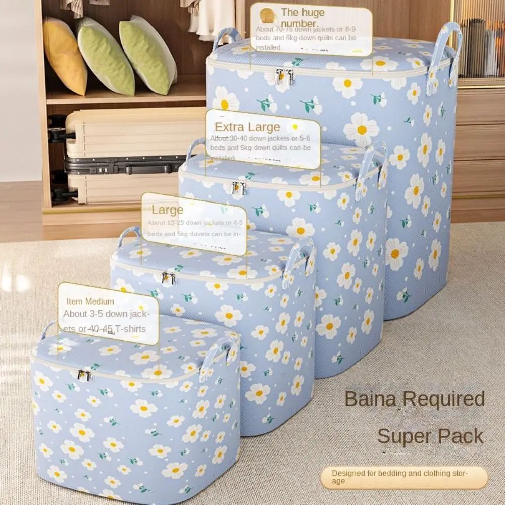 Flower Non-woven Fabric Quilt Storage Bag Moistureproof Thick Moving and Packing Bag Cotton Blanket Bag Foldable Dust-proof 4