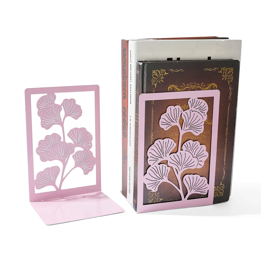 Elegant Ginkgo Leaf Metal Bookends for Home and Office Decor
